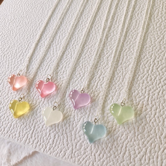Hand Crafted Jewelry - Pastel Heart Bubble Necklace